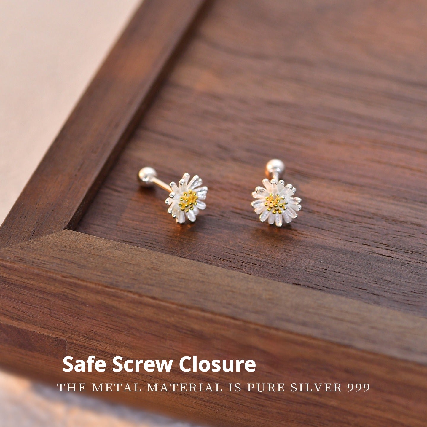 Sterling Silver Daisy Stud Earrings