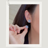 Boucles d'oreilles puces en forme de larme à motif floral aigue-marine