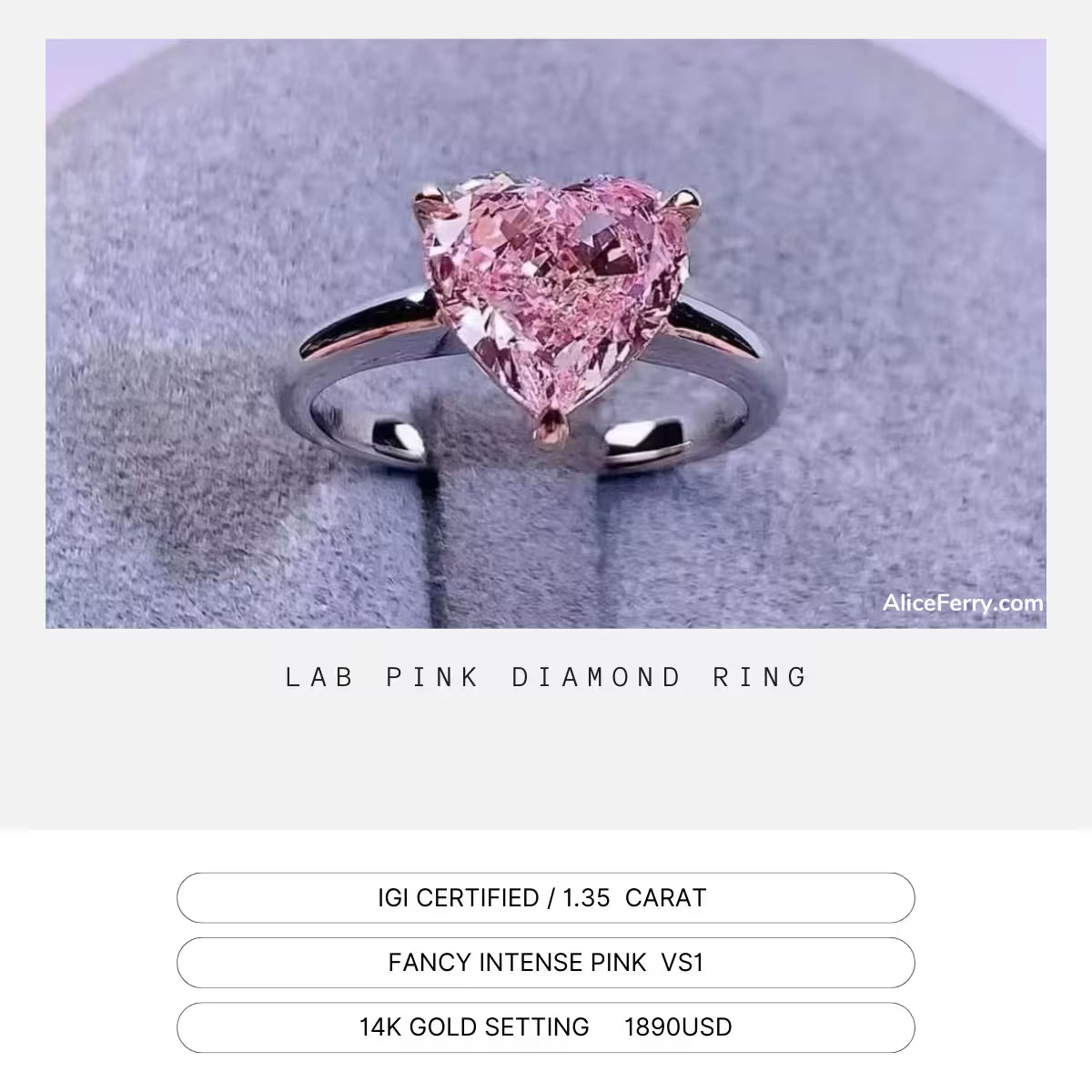 Lab Pink Diamond Ring
