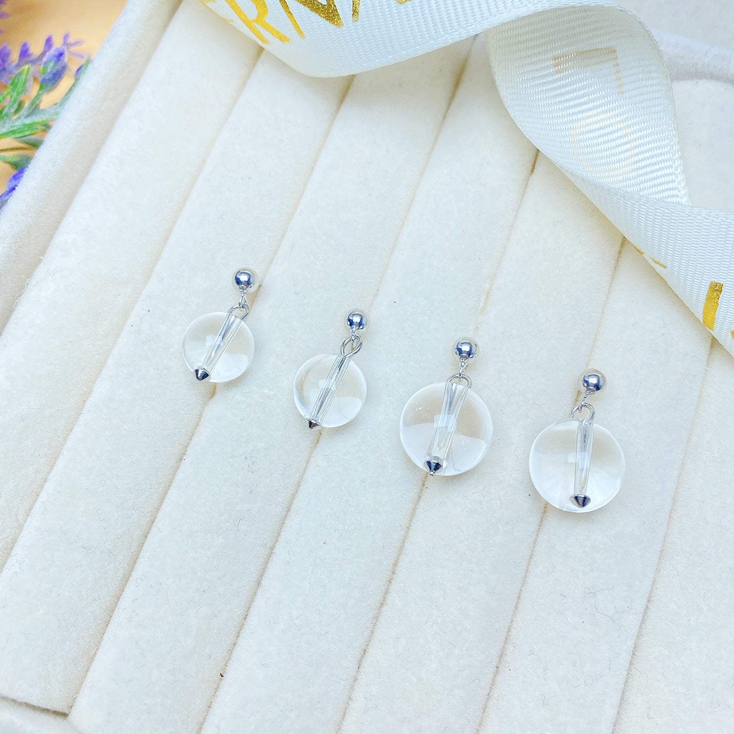 White Crystal Stud Earrings