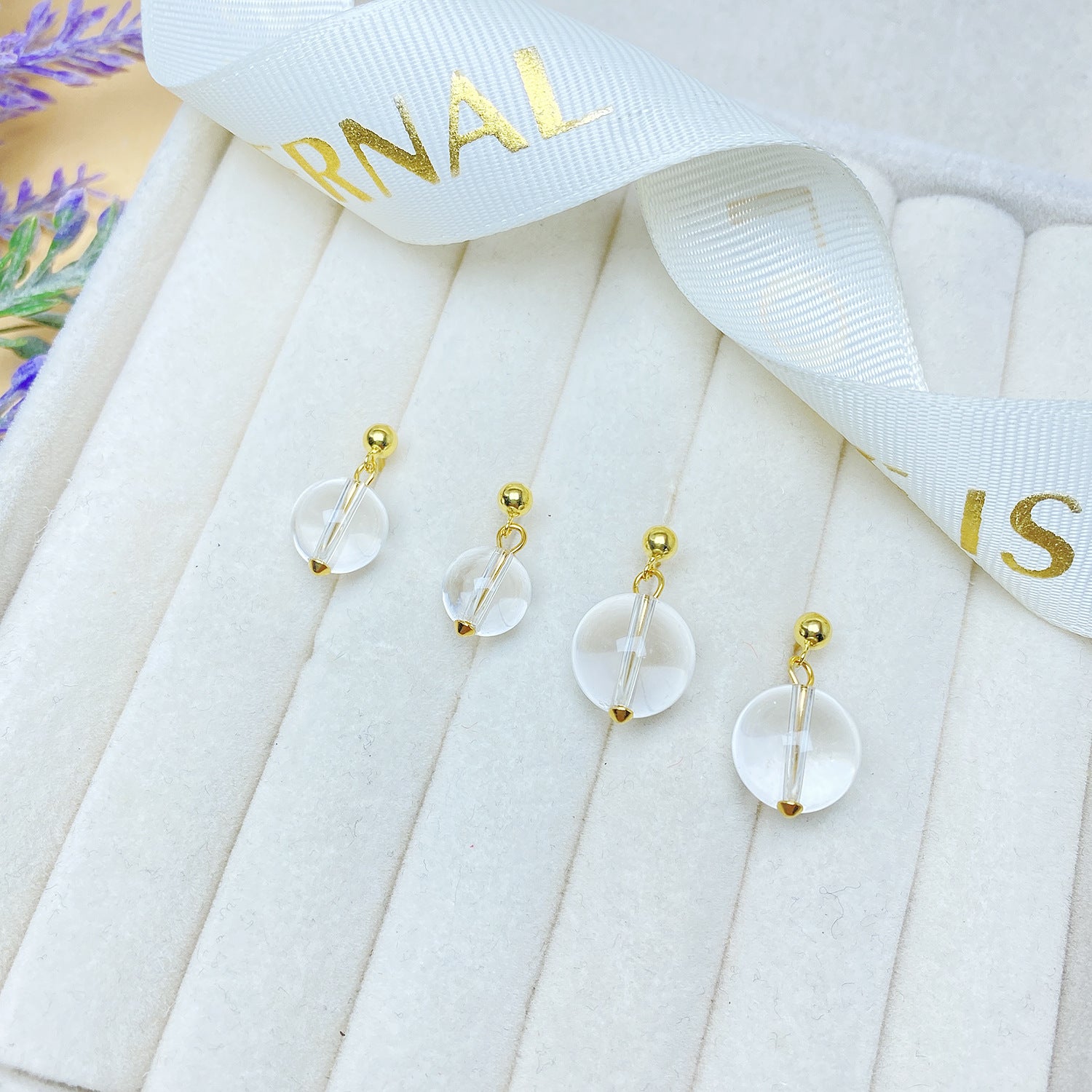 White Crystal Stud Earrings