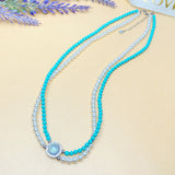 Double Turquoise& Pearl Necklace