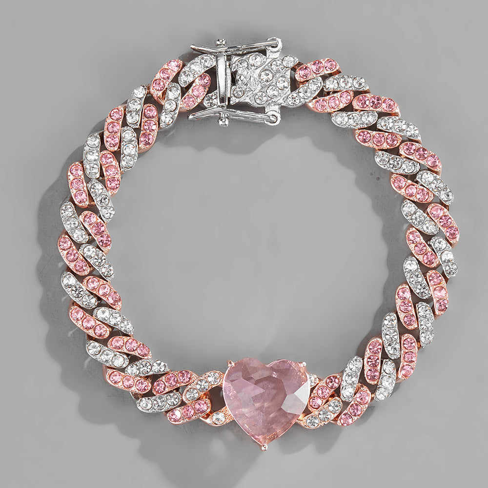 Pink Cubic Zirconia Heart Chain