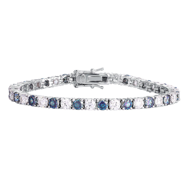 Colorful Blue Moissanite Tennis Bracelet