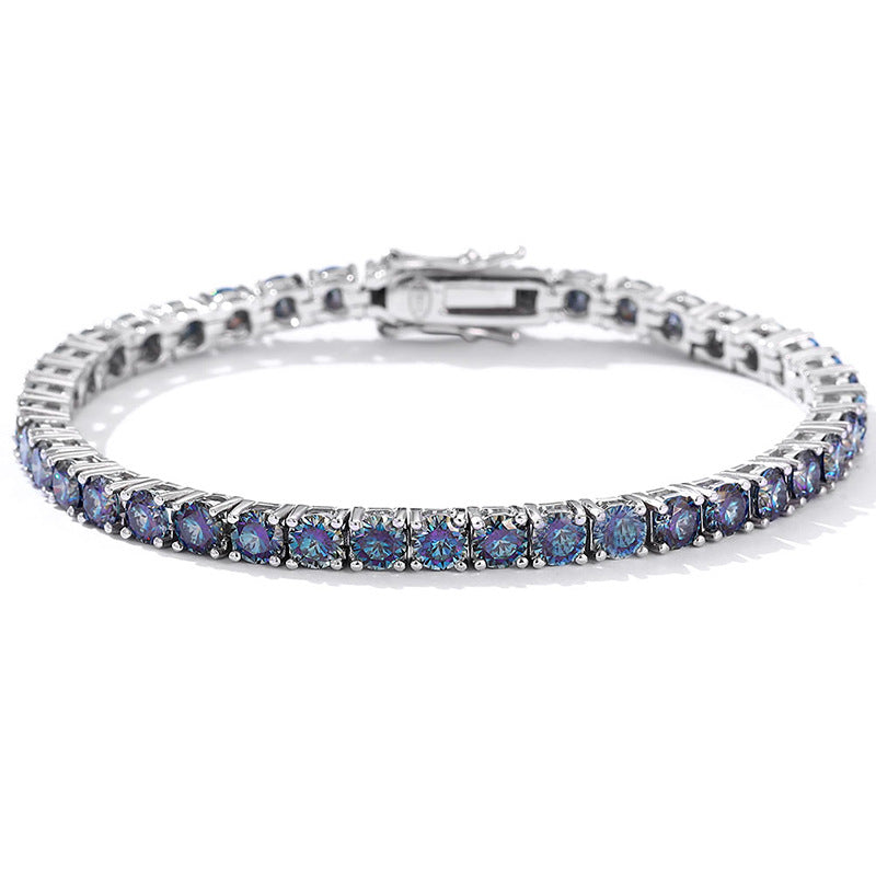 Colorful Blue Moissanite Tennis Bracelet