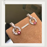 ルビー コンバーチブル サークル リンク イヤリング