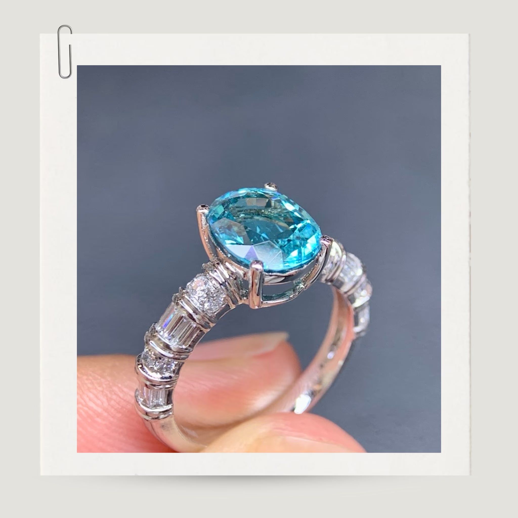 Vivid Blue Tourmaline and Diamond Halo Ring