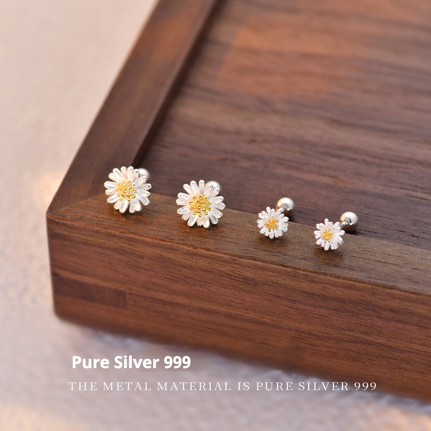 Sterling Silver Daisy Stud Earrings