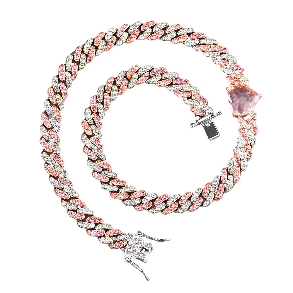 Pink Cubic Zirconia Heart Chain
