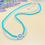 Double Turquoise& Pearl Necklace