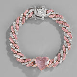 Pink Cubic Zirconia Heart Chain