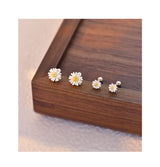 Sterling Silver Daisy Stud Earrings