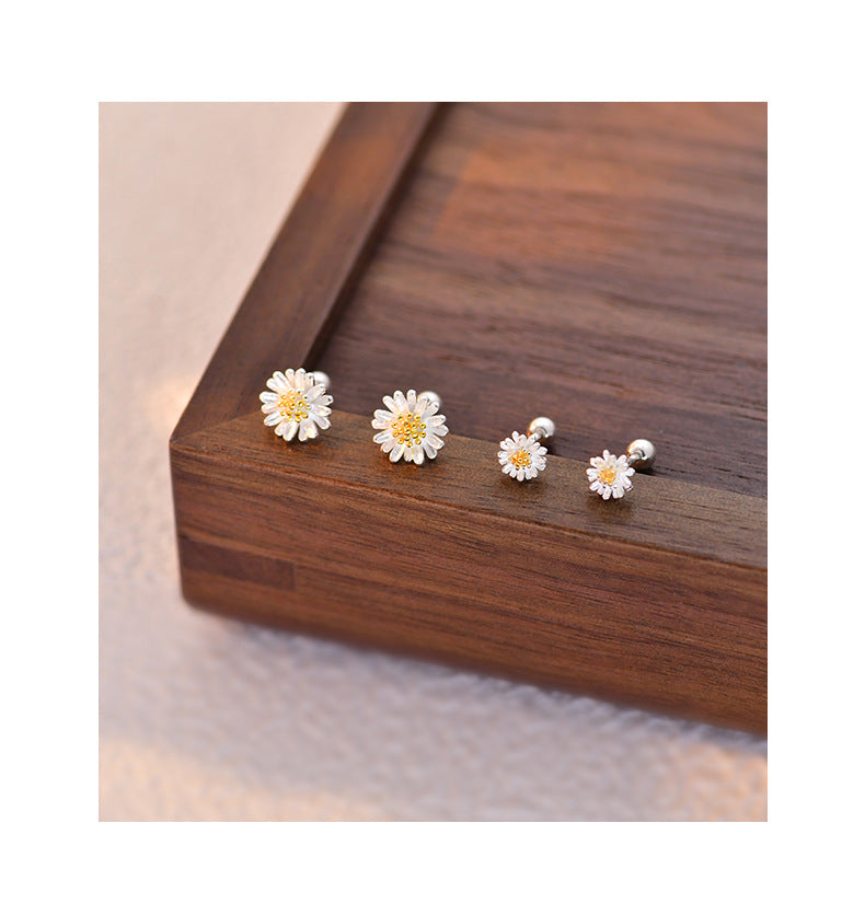 Sterling Silver Daisy Stud Earrings