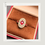 Vintage Oval Cut Ruby Halo Cocktail Ring