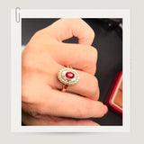 Vintage Oval Cut Ruby Halo Cocktail Ring
